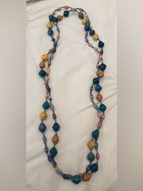Multicolor Beaded Necklace with Teal Accents